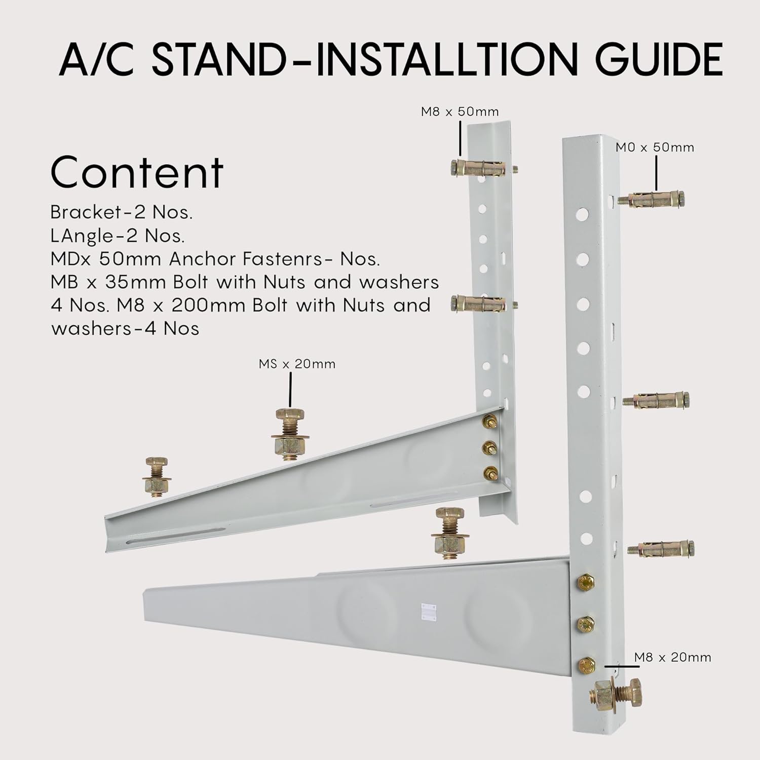 AC Outdoor unit stand nut bolt presentation with description