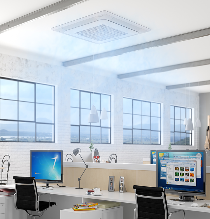 Samsung WindFree 4 Way Cassette AC Air Flow In Office