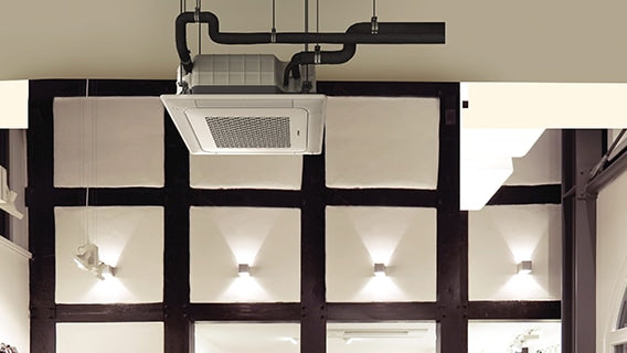 Samsung 4 Way Cassette Air Conditioner Installed in A Retail Store