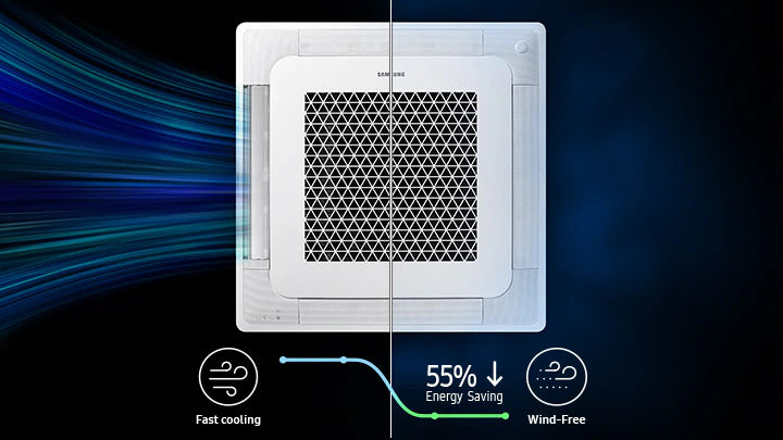 samsung windfree 4Way cassetee fast cooling with 55% energy saving