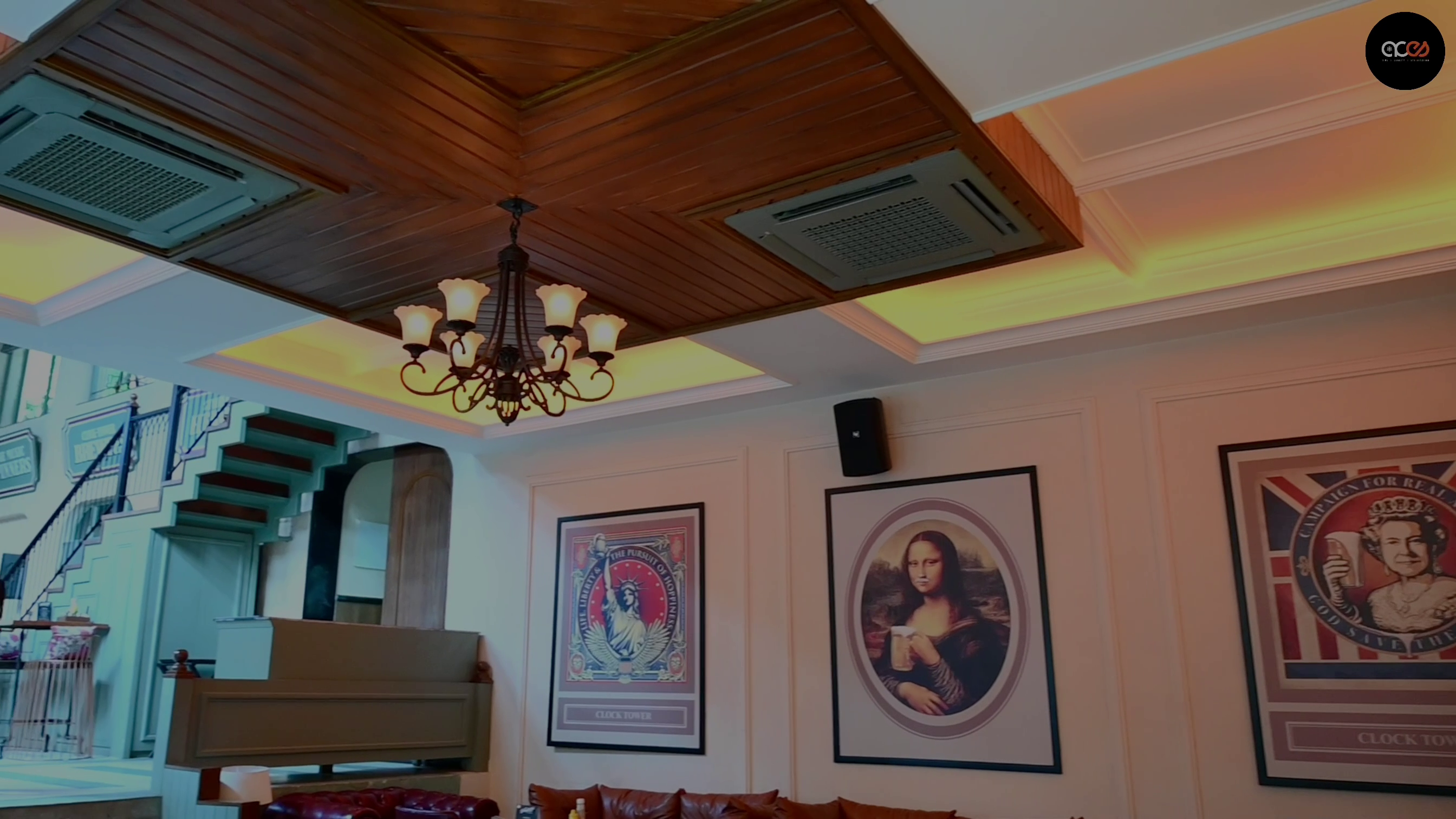 4 Way cassette ac installed in clock tower cafe jaipur sitting area